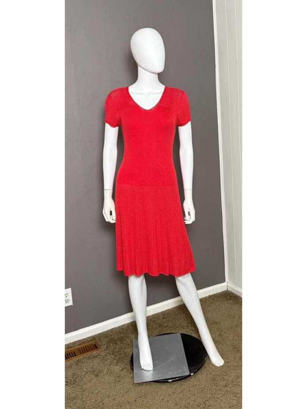 2000's Ralph Lauren Knit Midi-Dress Coral-Red 40's Inspired Sweater Dress NWT